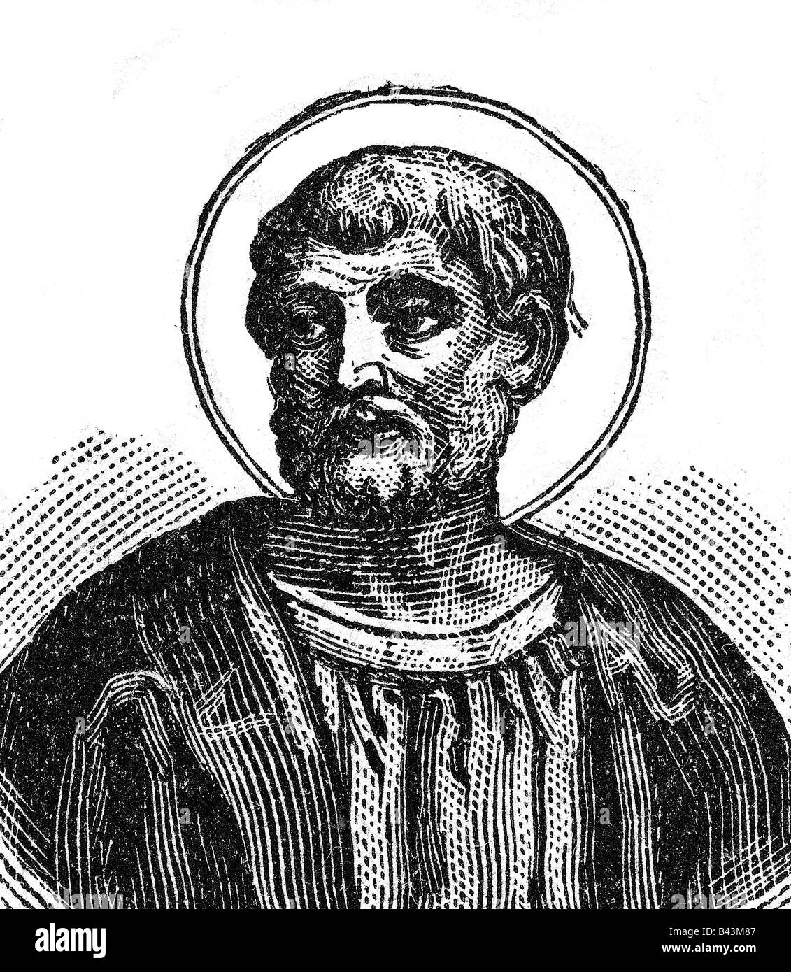 Clement I, + 97, Papst 88 - 97, Porträt, Holzgravur, ca. 1900, Stockfoto
