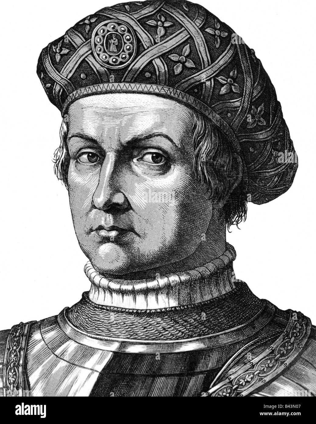 Friedrich II. "Eisen", 9.11.1413 - 10.2.1471, Kurfürst von Brandenburg 1440-1470, Porträt, Stahlstich, Deutschland, 19. Jahrhundert, Artist's Urheberrecht nicht gelöscht werden Stockfoto