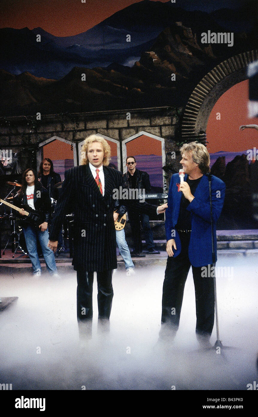 Carpendale, Howard * 14.1.1946, deutscher Sänger südafrikanischer Abstammung, mit Thomas Gottschalk in der TV-Show "Wetten, dass...", 3.5.1992, Stockfoto