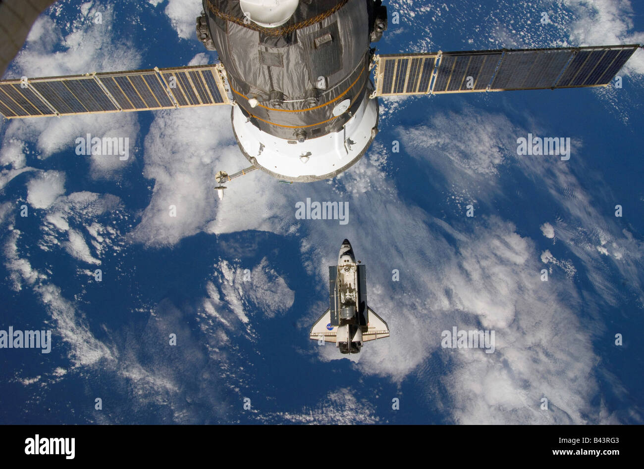 Internationale Raumstation 123 Shuttle Endeavor 12. März 2008 Stockfoto