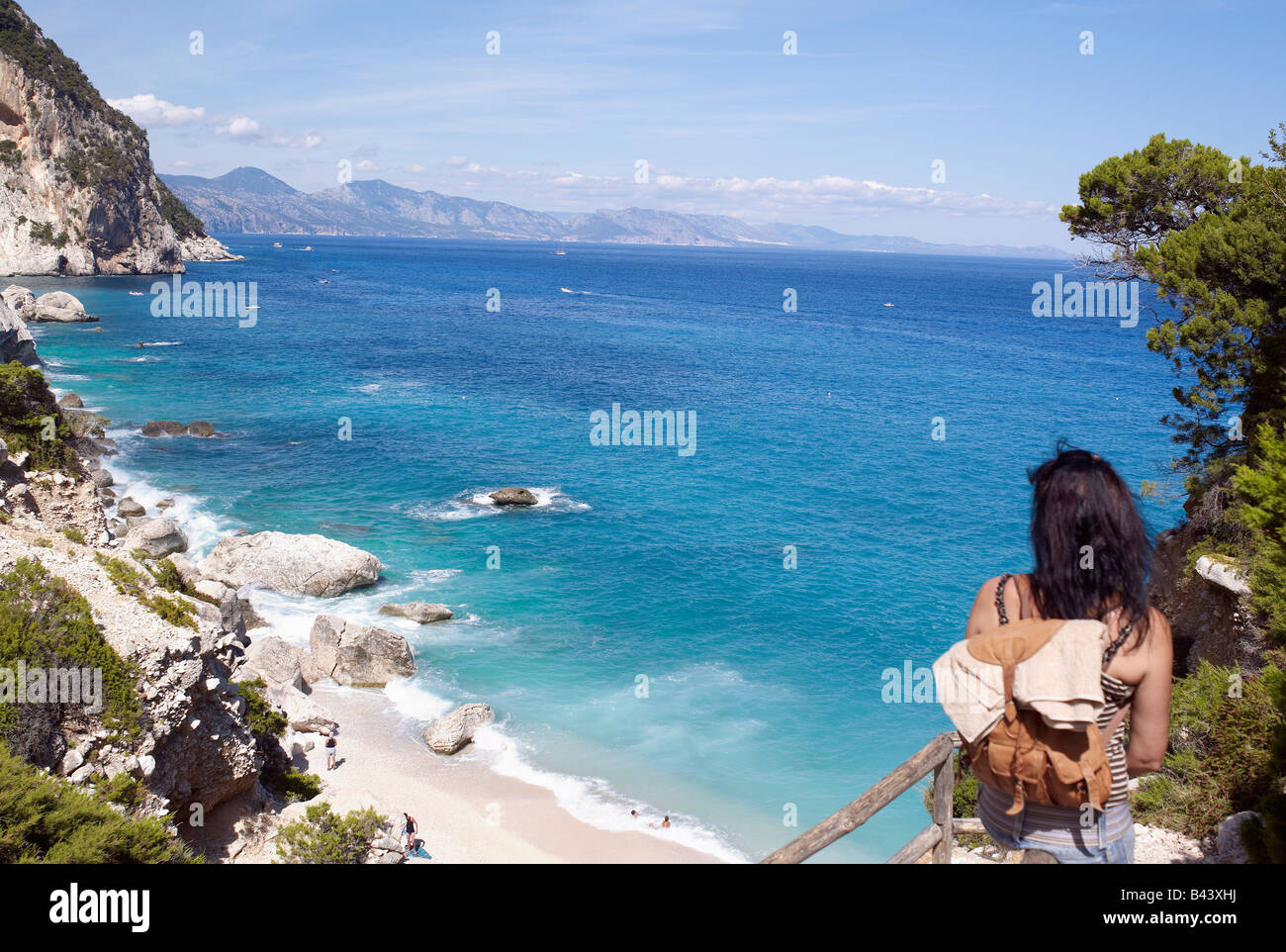 Wanderer an der Ost Küste des Golfo di Orosei, Sardinien Stockfoto