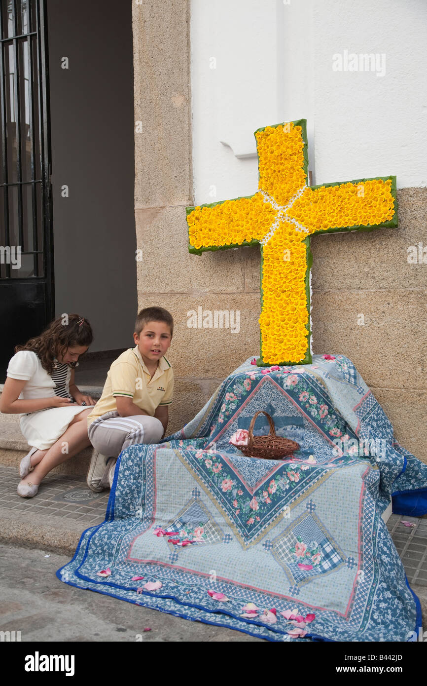 Cruz de Mayo (kann Kreuz), Valencia de Alcántara, Caceres, Spanien Stockfoto