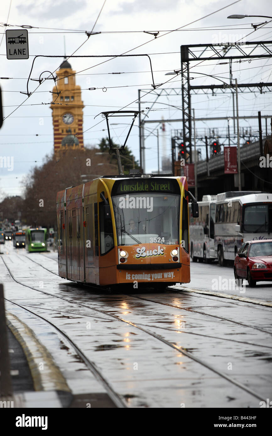 Straßenbahn in Melbourne Stadtzentrum. Stockfoto