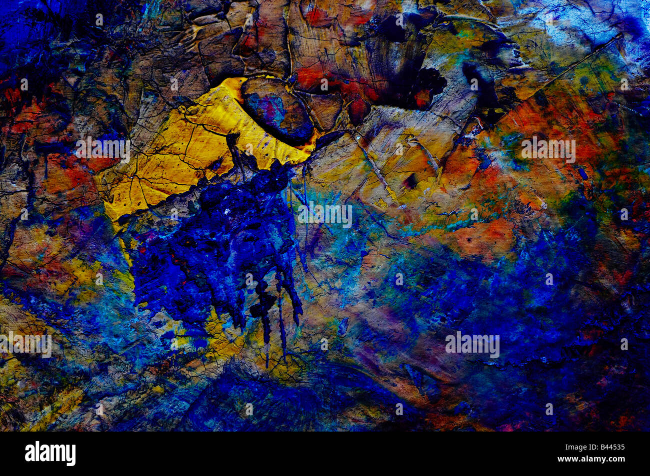 Extreme Nahaufnahme des trockenen Ölfarben auf die künstlerische palette Stockfoto
