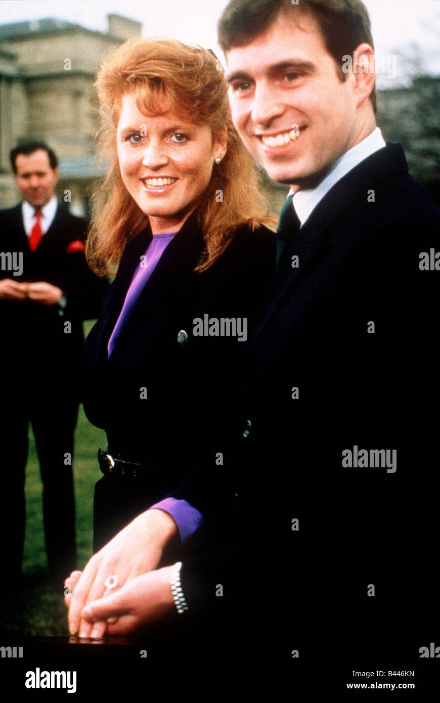 Sarah Ferguson und Prinz Andrew verkünden Engagement März 1986 Stockfoto