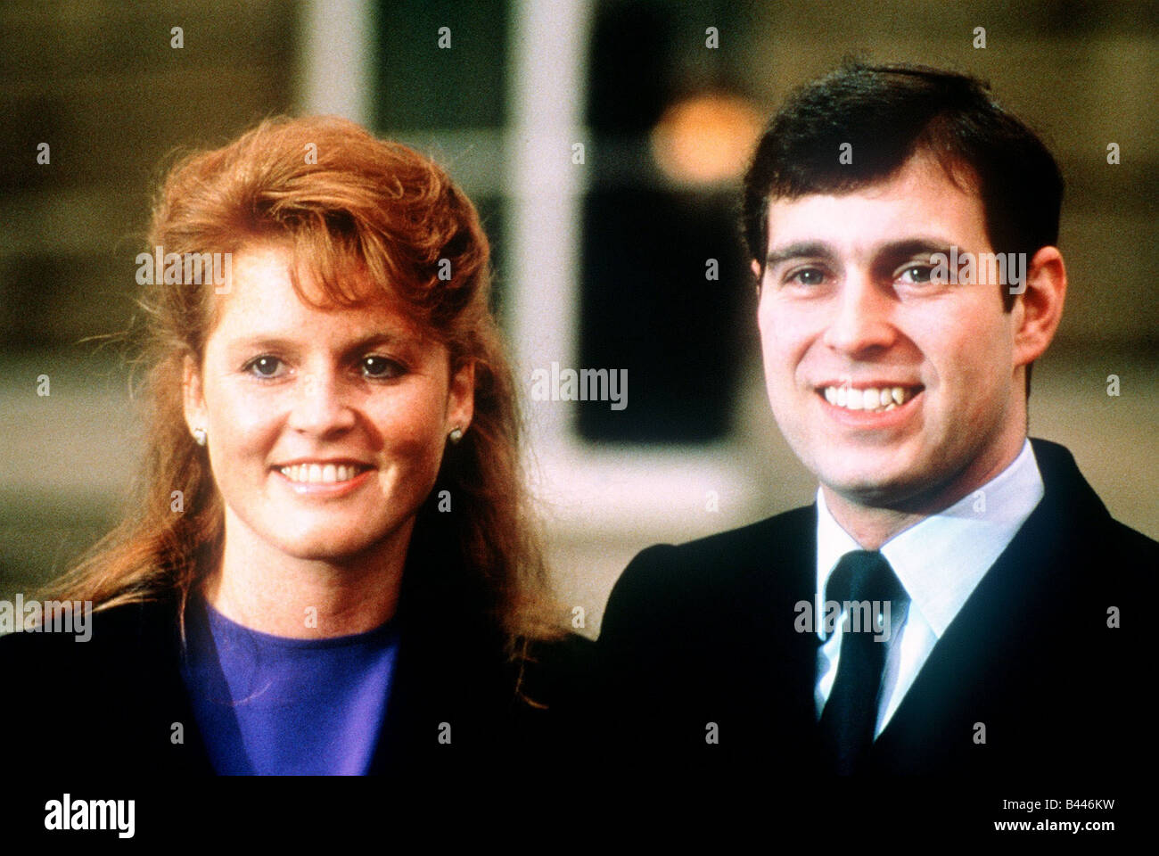 Sarah Ferguson und Prinz Andrew verkünden Engagement März 1986 Stockfoto