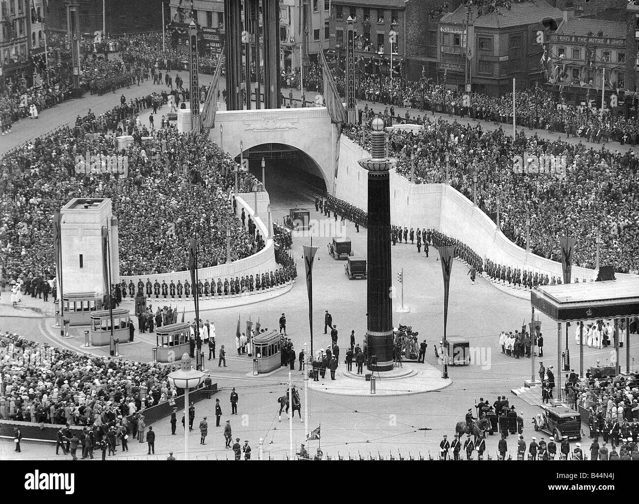 Mersey Tunnelöffnung Liverpool Juli 1934 von König George IV. und Königin Mary l Stockfoto