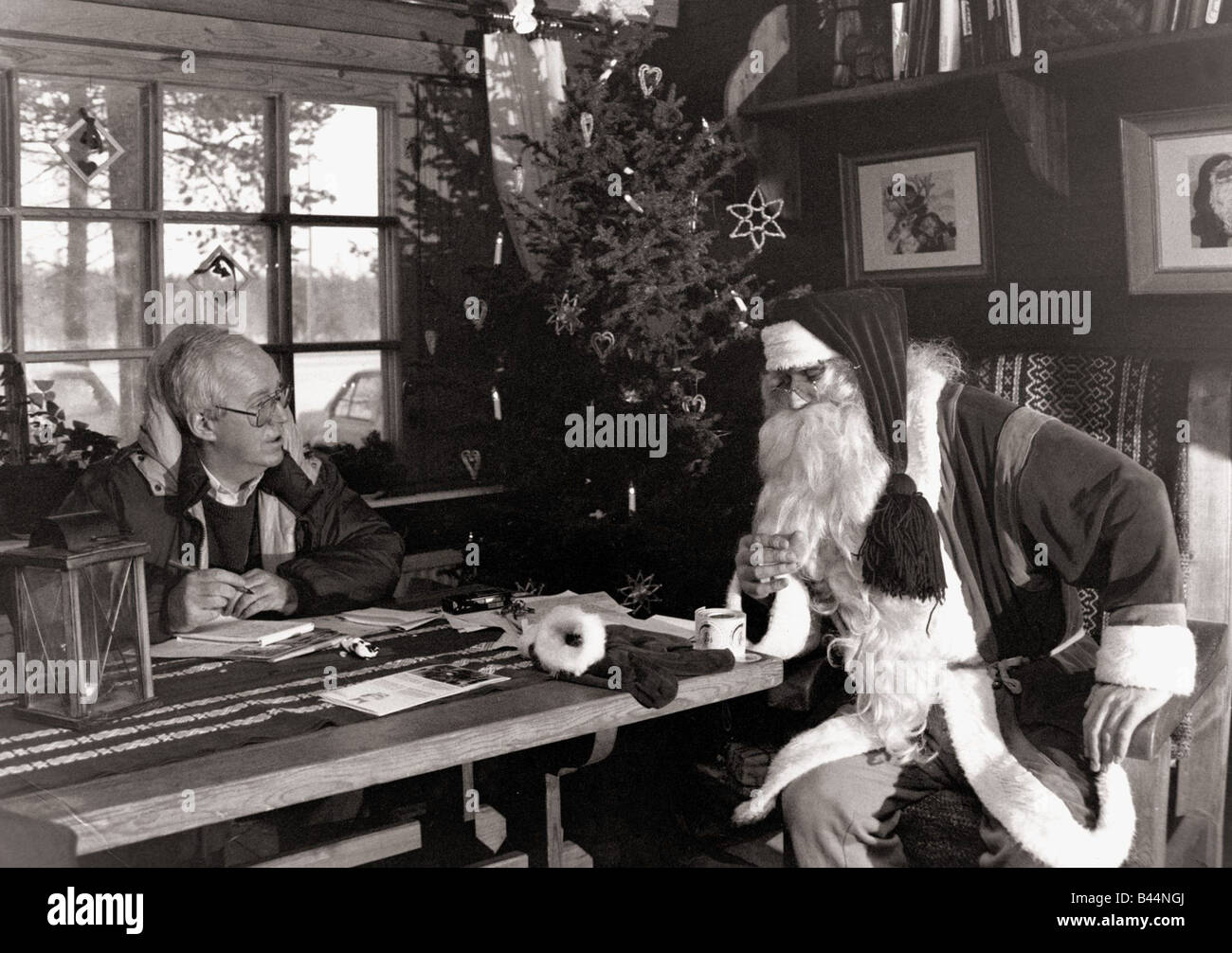 Vater Weihnachten Dezember 1990 wird John Smith eine persönliche Audienz Santa claus Stockfoto