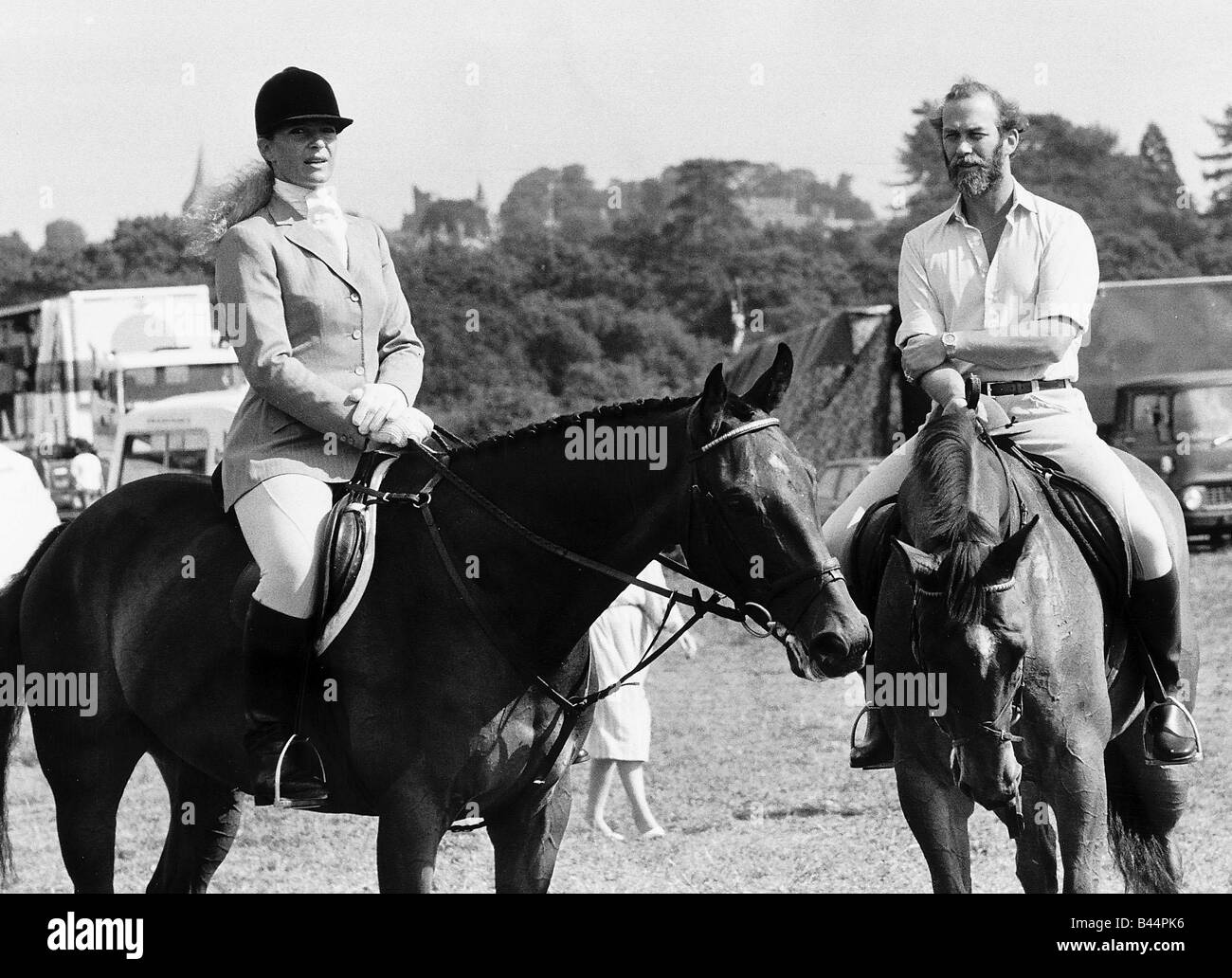 Prinz Michael von Kent und Frau auf Pferden in Mayfield August 1983 Stockfoto
