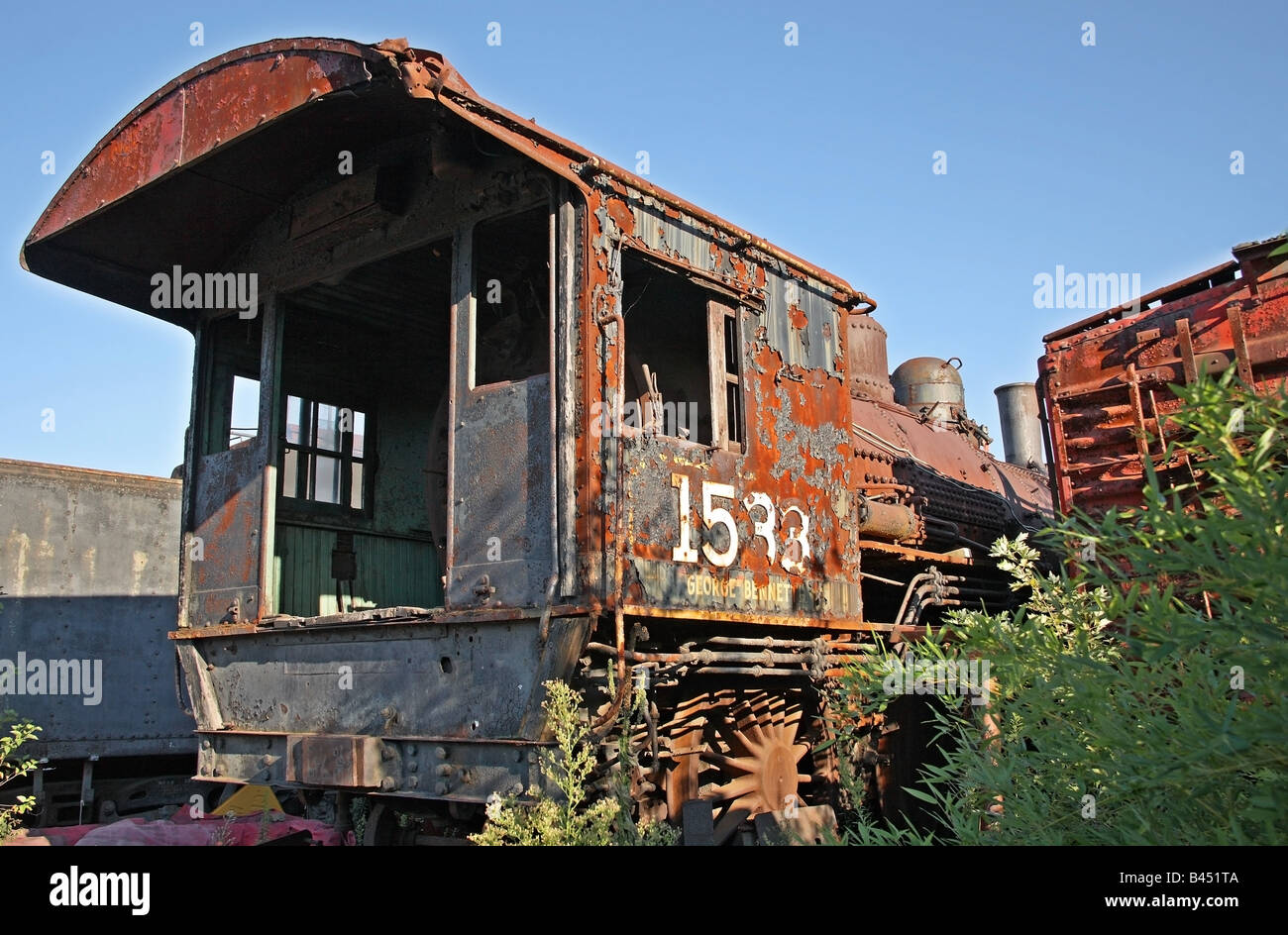 Verrostet Waggon am Bahnhof New Hope Tran in New Hope, Pennsylvania Stockfoto