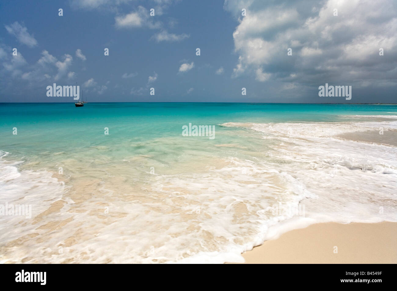 Schöne rosa Sandstrand, Barbuda, Caribbean Stockfoto