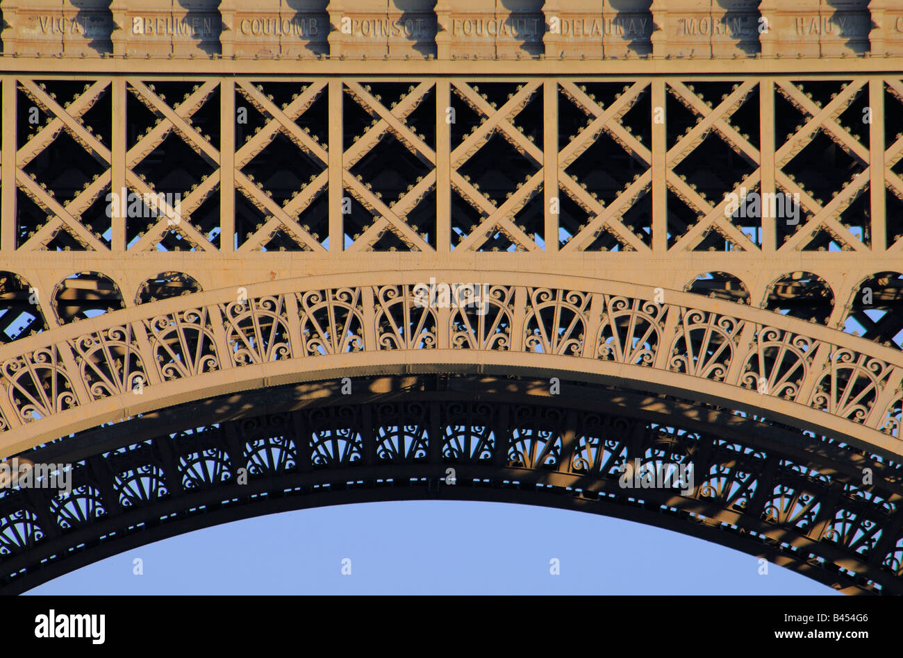 Detail der Eiffelturm Bogen Eisenkonstruktion Stockfoto
