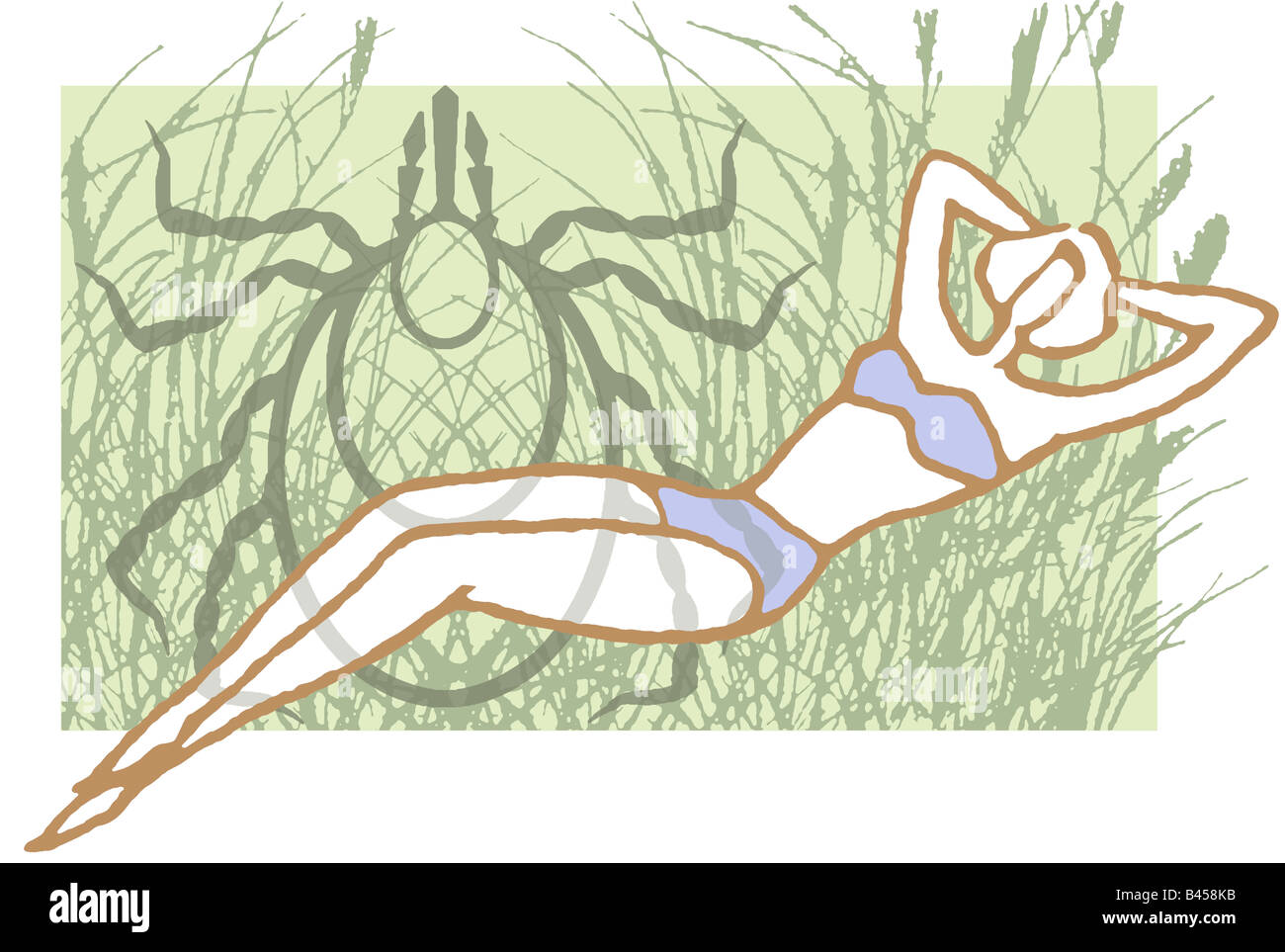 Frau und Zecke Stockfoto