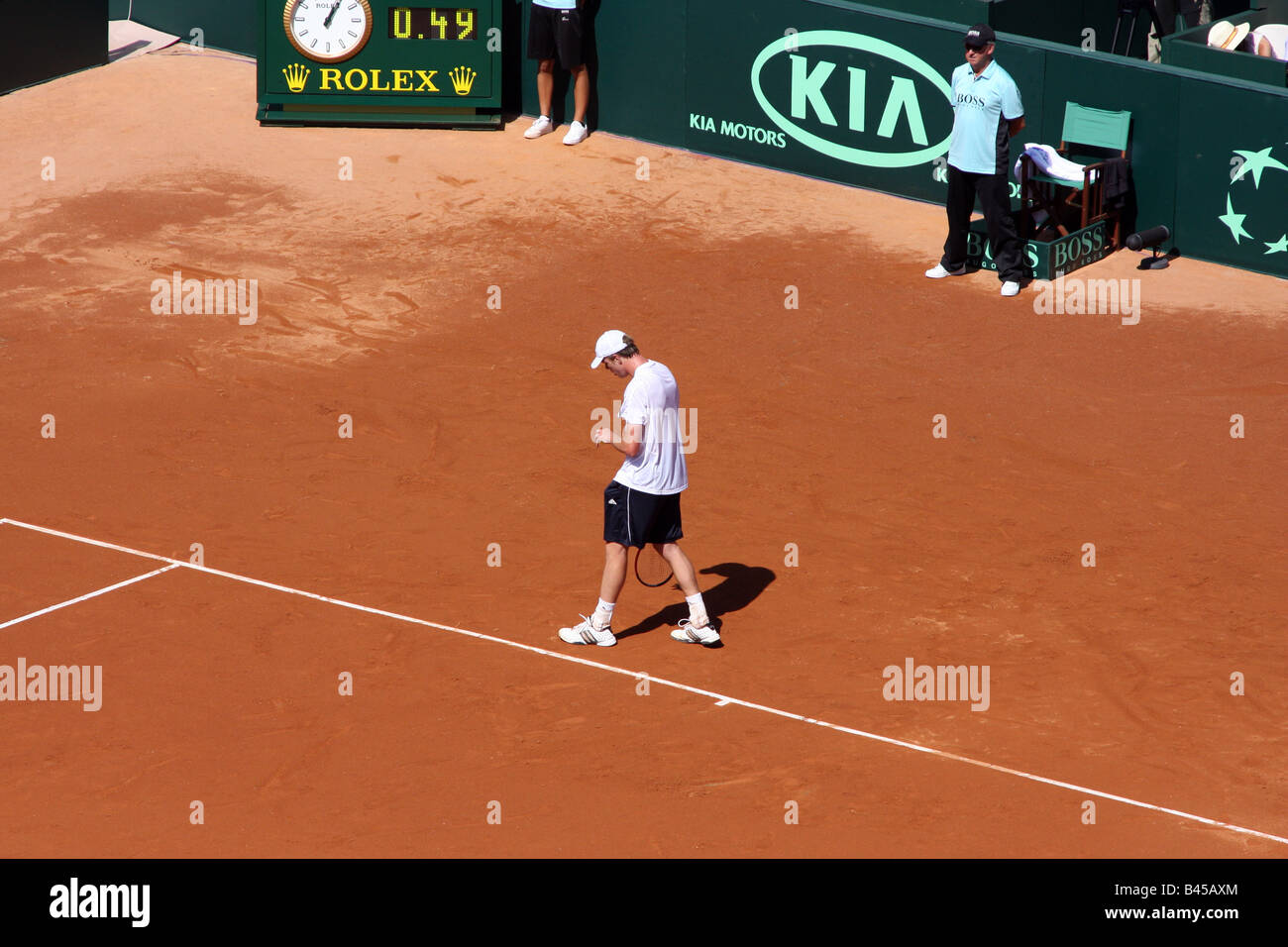 USA-Tennis-Spieler Sam Querrey nach dem ersten Spiel des Jahres 2008 besiegte Davis-Cup-Halbfinale Spiel gegen World No 1 Rafael Nadal Stockfoto
