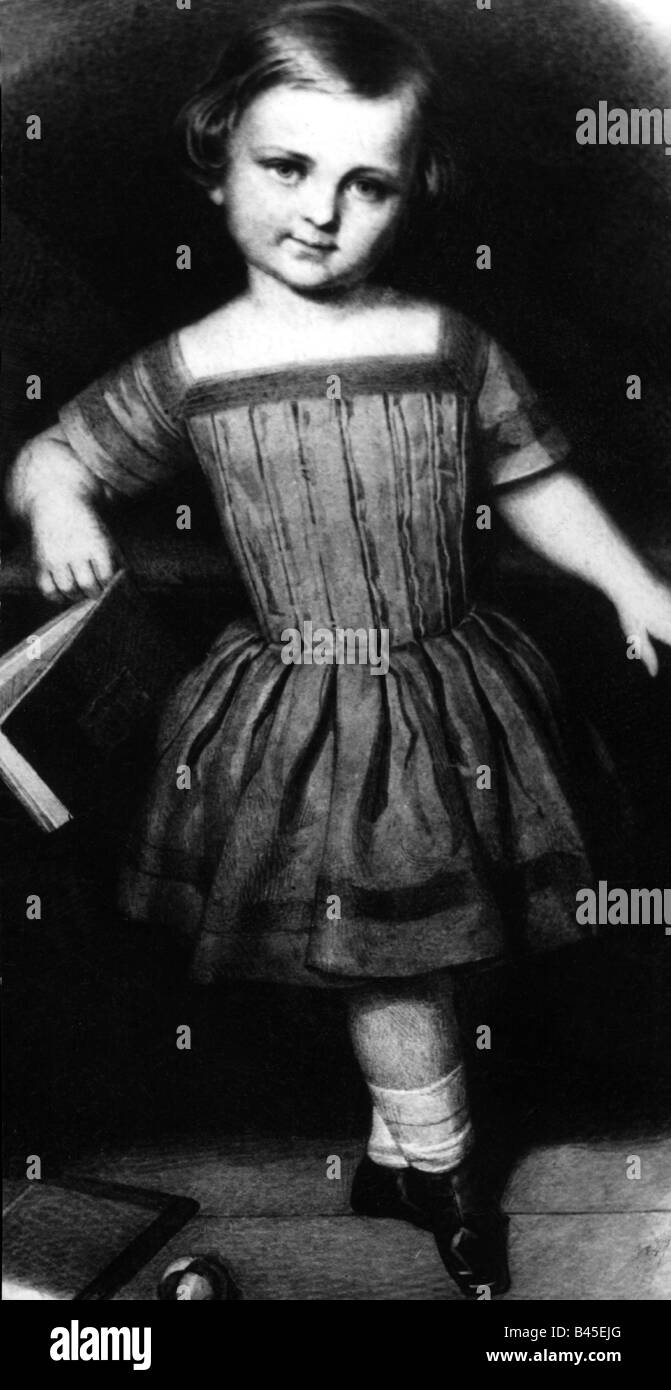 Louis II., 25.8.1845 - 13.6.1886, König von Bayern 10.3.1864 - 13.6.1886, als Kind, voller Länge, nach der Malerei, 19. Jahrhundert, Stockfoto