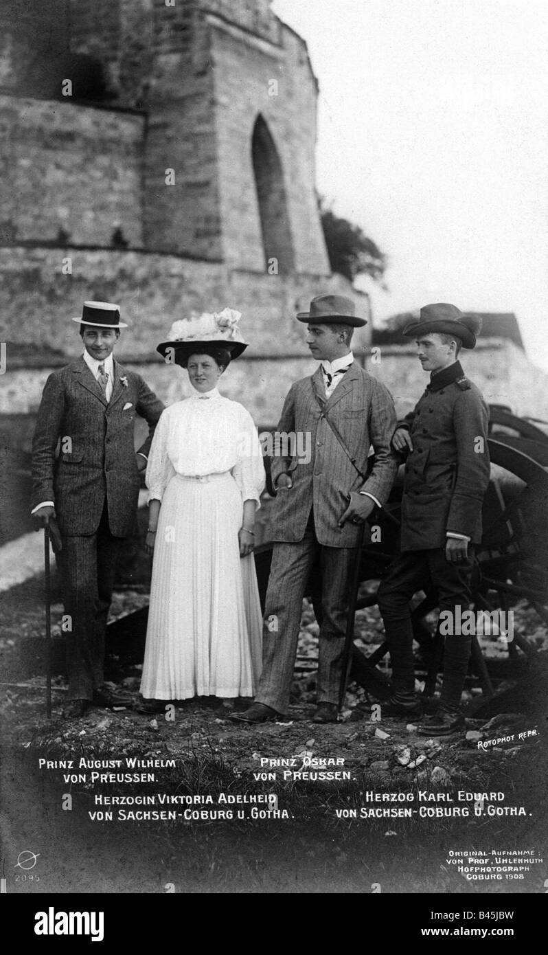 Karl Eduard, 19.7.1884-6.3.1954, Herzog von Sachsen-Coburg-Gotha 30.7.1900 - 13.11.1918, mit Ehefrau Viktoria Adelheid, Prinzenpaar August Stockfoto