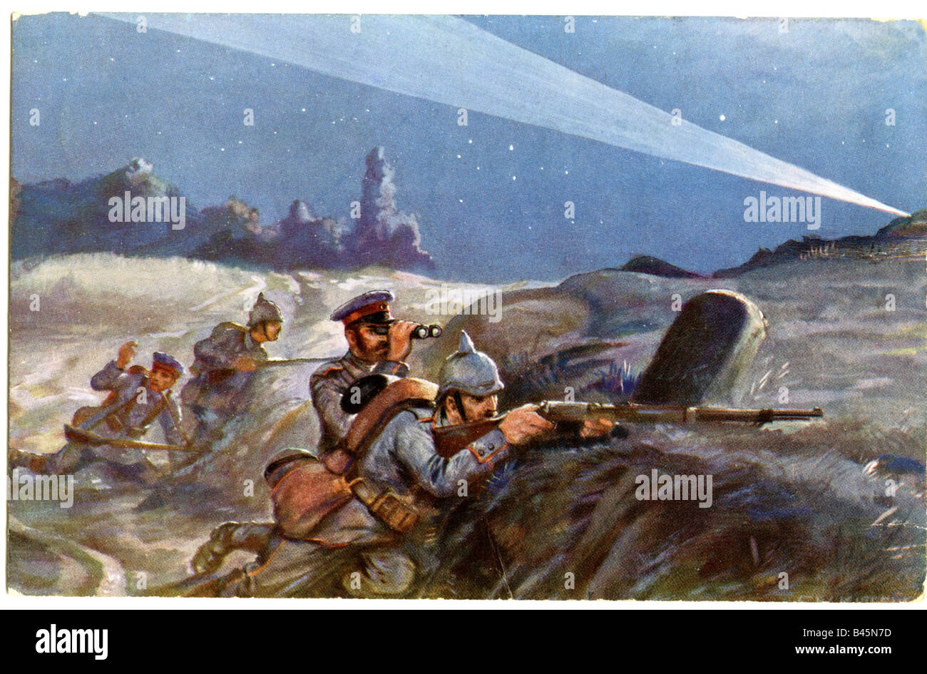 Veranstaltungen, Erster Weltkrieg/erster Weltkrieg, Westfront, deutsche Nachtpatrouille bei Verdun, 1914, Stockfoto