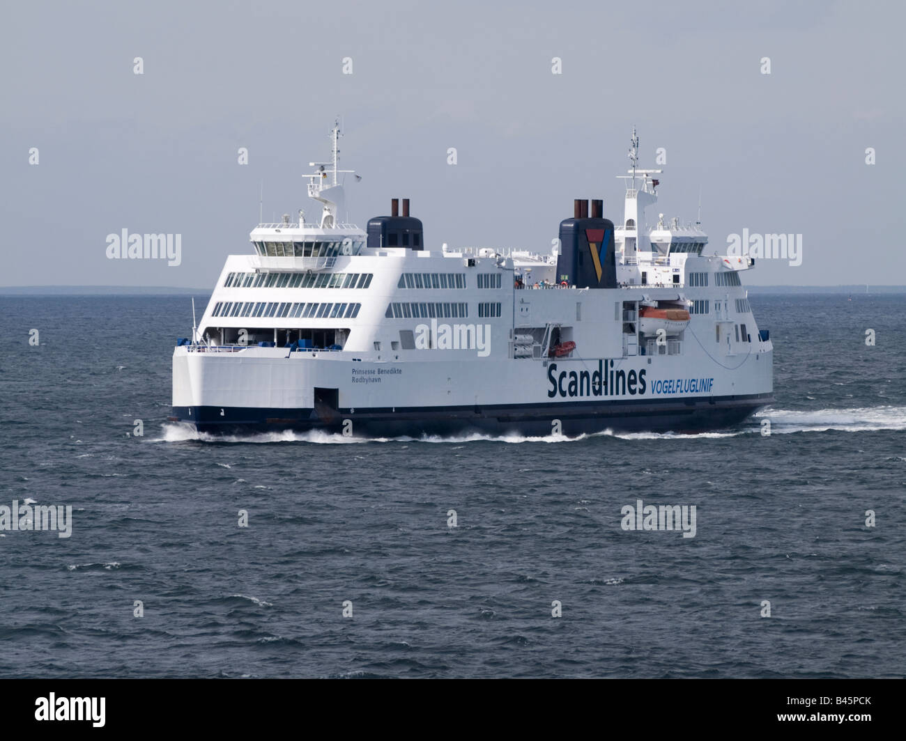 Fähre "Prinsesse Benedikte" Segeln zwischen Dänemark und Deutschland, Roedbyhavn, Puttgarden. Stockfoto