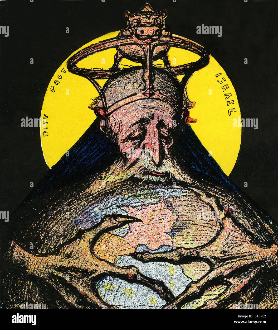 Rothschild, Alphonse James Baron de, 1.2.187 - 26.5.1826, französischer Bankier, Karikatur "Die Juden übernehmen die Welt", Zeichnung von Charles Leandre, "Le Rire", 16.4.1898, Stockfoto