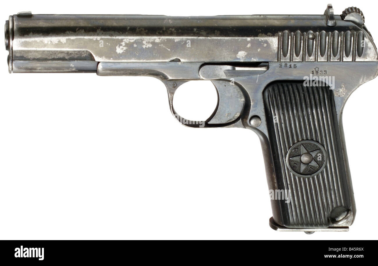 Waffen/Waffen, Schusswaffen, Pistolen, Pistole Tula Tokarew Typ 1933, Kaliber 7,62 mm Parabellum, verwendet von den Sowjet Streitkräften 1933 - 1951, TT-33, TT33, TT 33, Waffe, Schusswaffe, 20. Jahrhundert, Zweiter Weltkrieg, Stockfoto