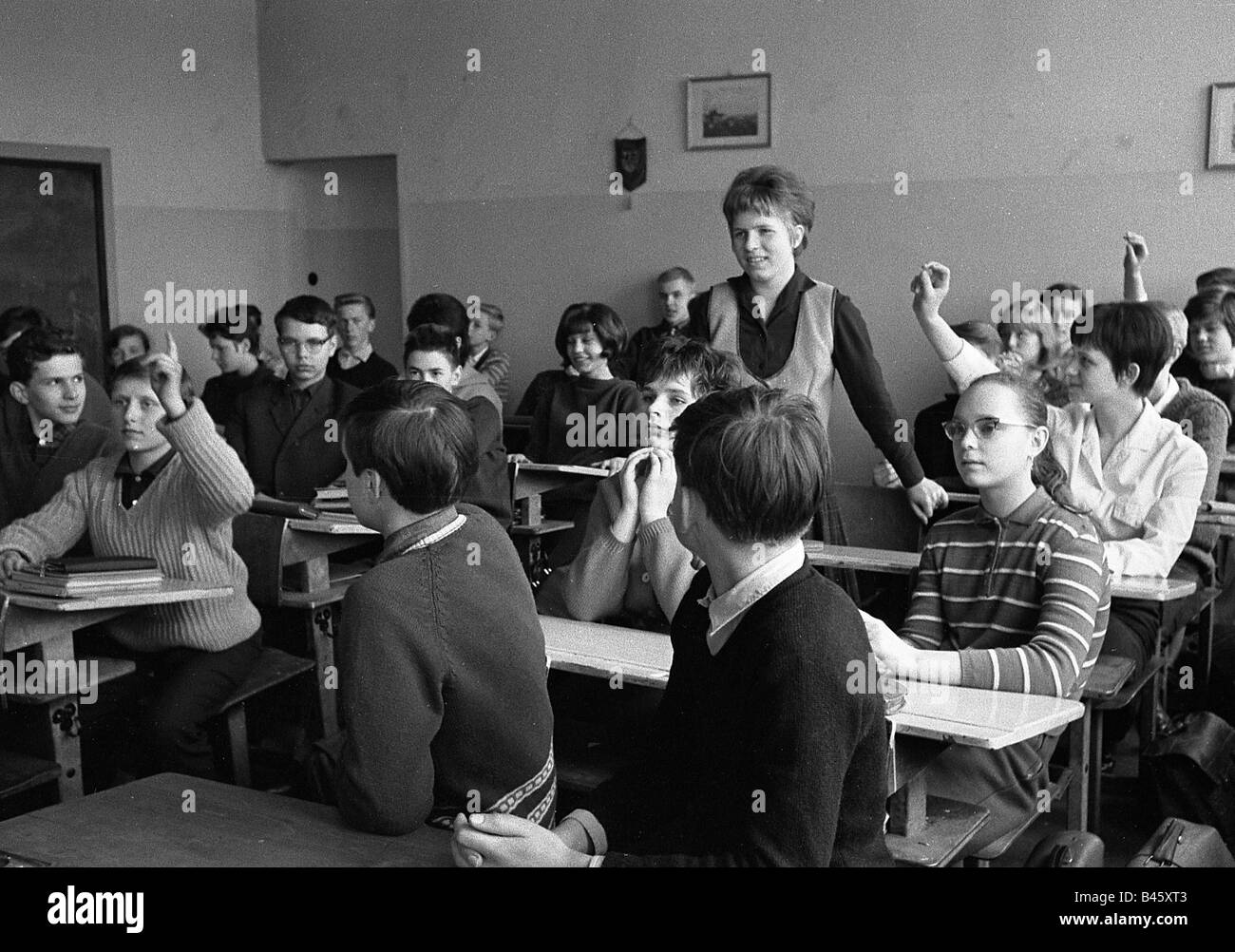 Bildung, Schule, Klassenraum, 3. Gymnasium, Berlin Köpenick, 1965, Stockfoto