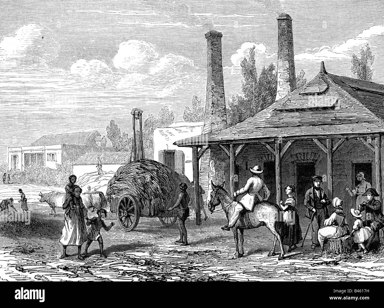 Georgrafie/Reisen, Mauritius, Industrie, Zuckerfabrik, Ansicht, Holzgravur, 1861, Stockfoto