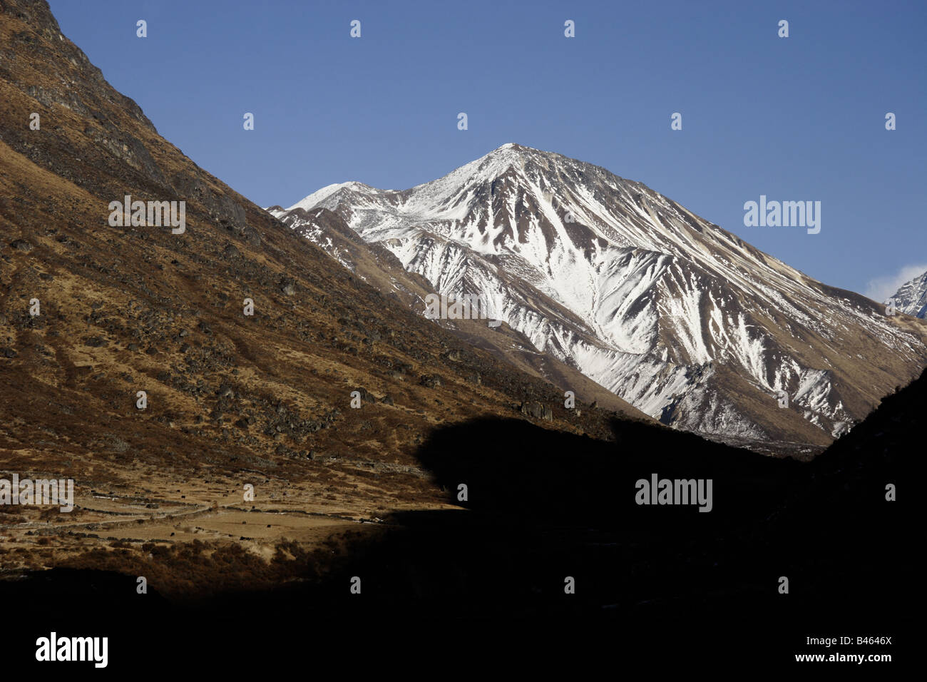 Yala Peak 5500 m am Ende des bewohnten Langtang-Tal während der Winter-Nepal Stockfoto