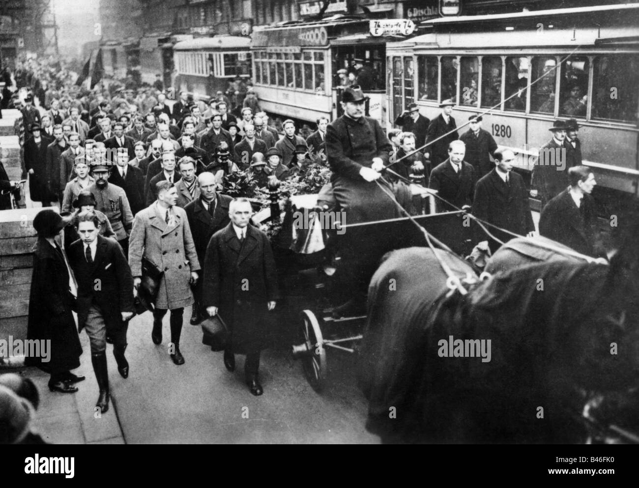 Marchlewski, Julian, 17.5.66 - 22.3.1925, polnischer Politiker (PPS), Tod, Bestattungsprozession zu Berlin, 1925, Stockfoto