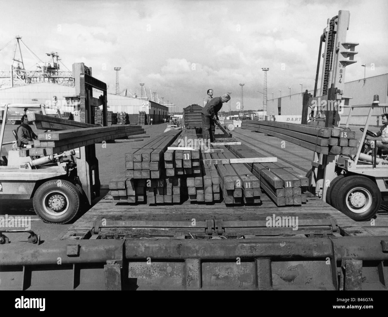 Industrie, Hafen, Docks, Stahlhaufen, Containerterminal, Buchardkai Hamburg, 1970er Jahre, Stockfoto