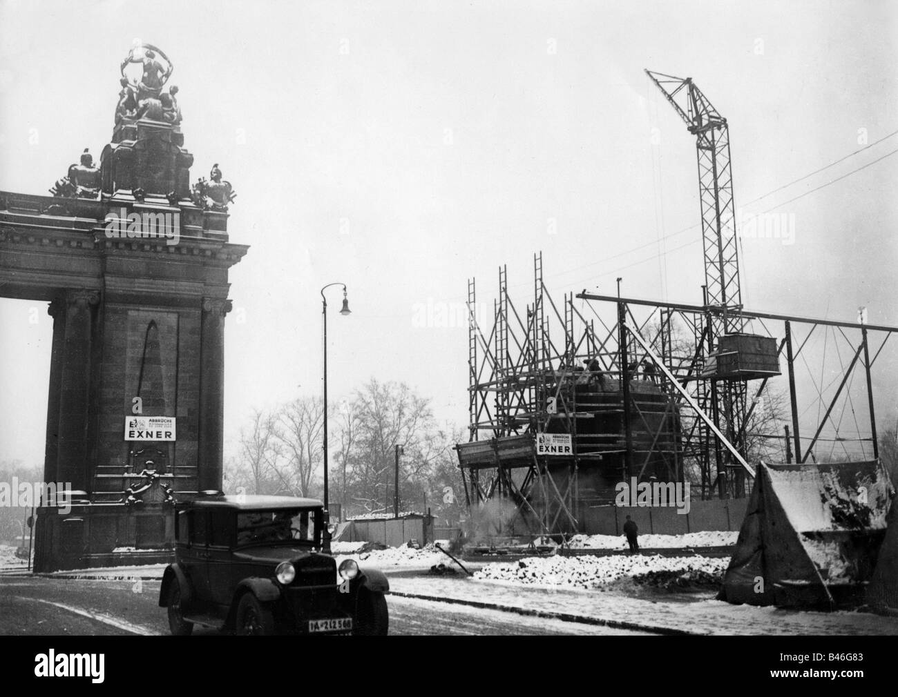 Architektur, Bauarbeiten, Umbau der Charlottenburg Brücke, Ende 1937, Stockfoto