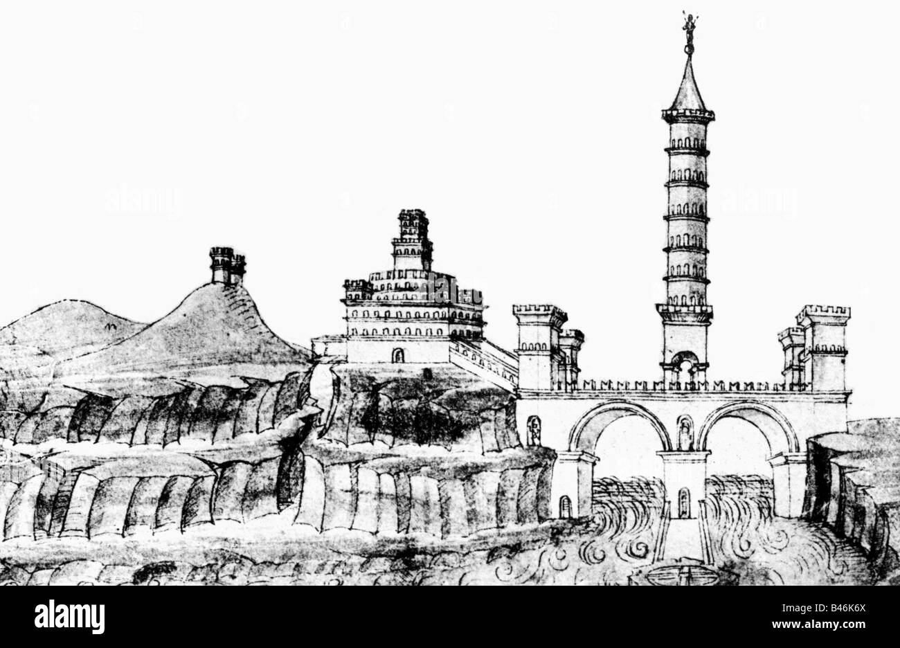 Architektur, Designs, ideale Stadt Sforzinda, Hafen der Stadt