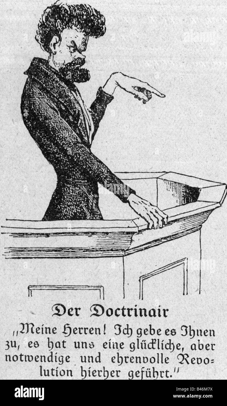 Edel, Carl Franz Wilhelm, 10.8.1806 - 16.9.1890, deutscher Jurist und Politiker, Karikatur, "Der Lehrmeister", Holzeingravur, 1848, Stockfoto