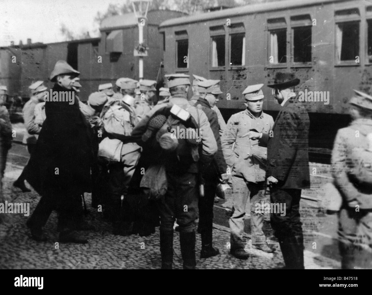 Veranstaltungen, Erster Weltkrieg / erster Weltkrieg, Ostfront, polnische Legionäre auf dem Weg zur Front, 1914 / 1915, Stockfoto