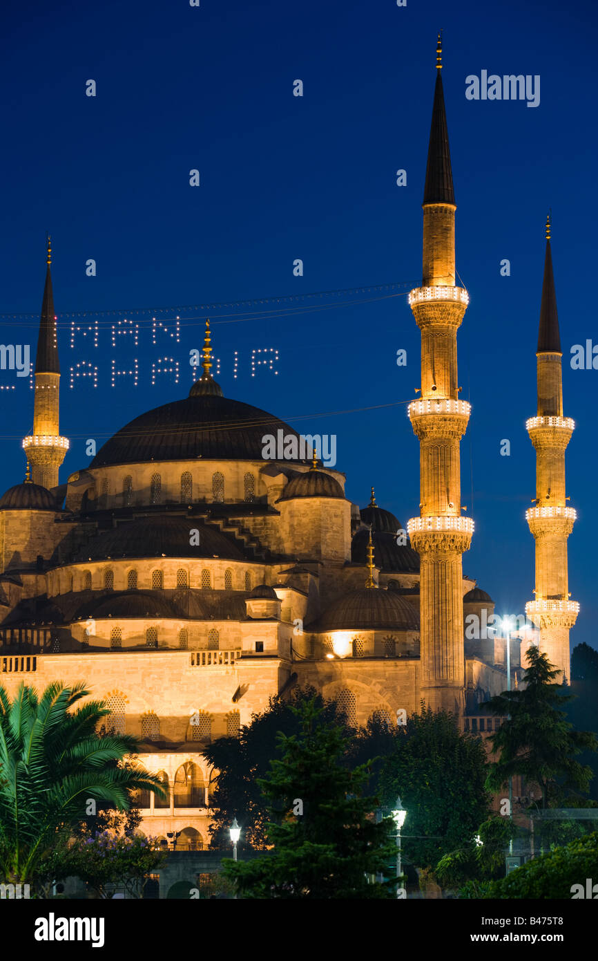 Blaue Moschee im ramadan Stockfoto