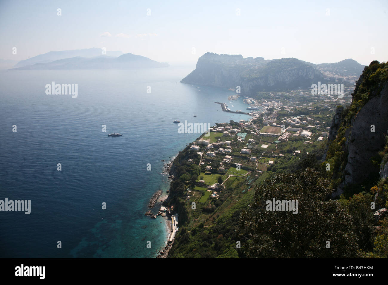 Blick auf Küste von Caesar Agustus Hotel in Capri Stockfoto