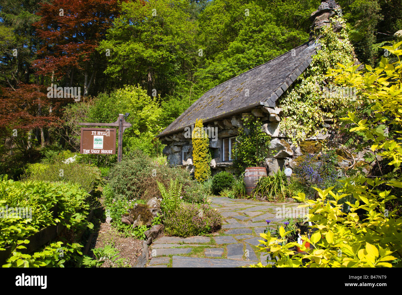 Hässliches Haus in der Nähe von Capel Curig Snowdonia Wales Stockfoto