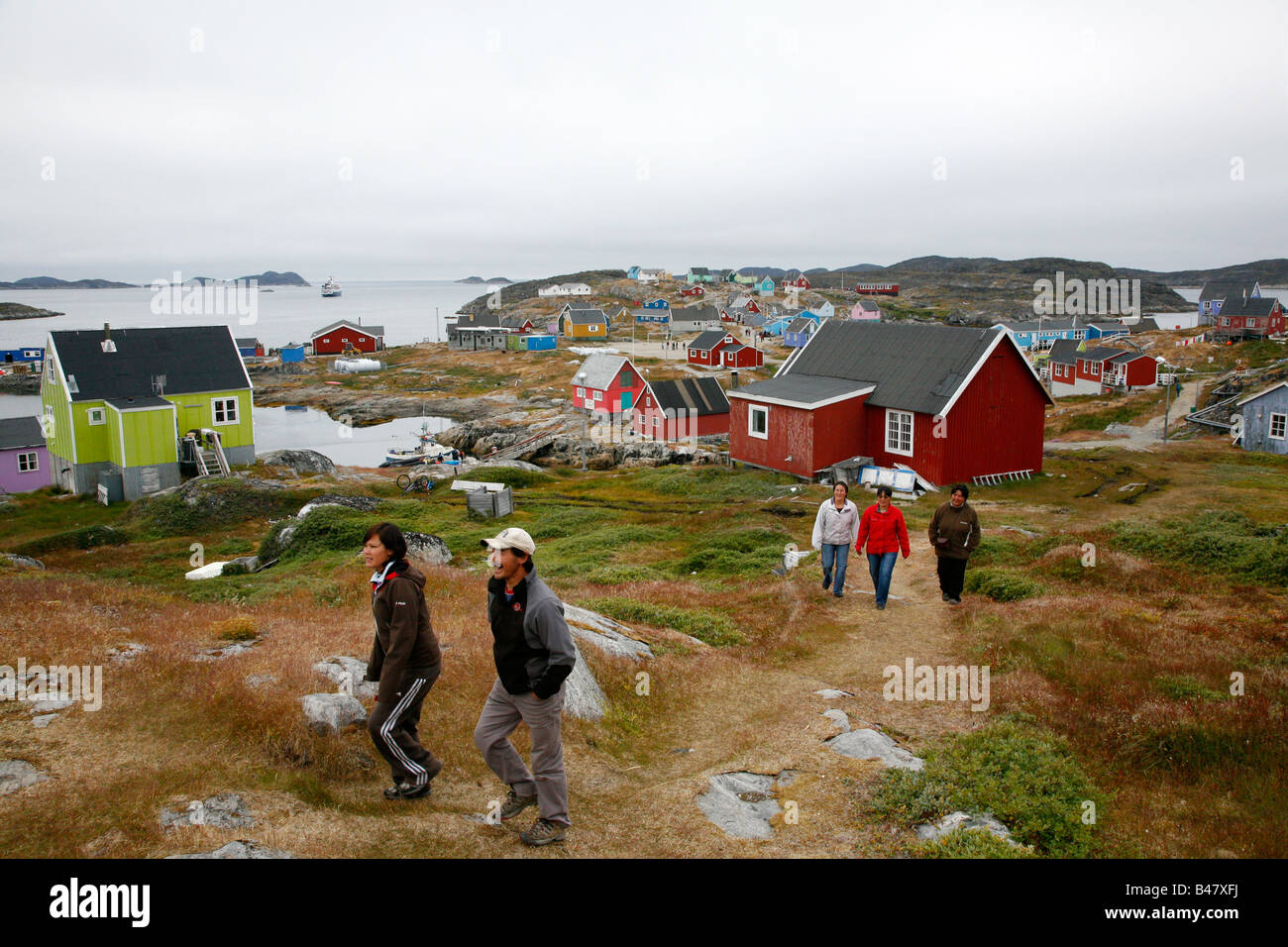 Aug 2008 - Blick über das kleine Dorf Itilleq Grönland Stockfoto