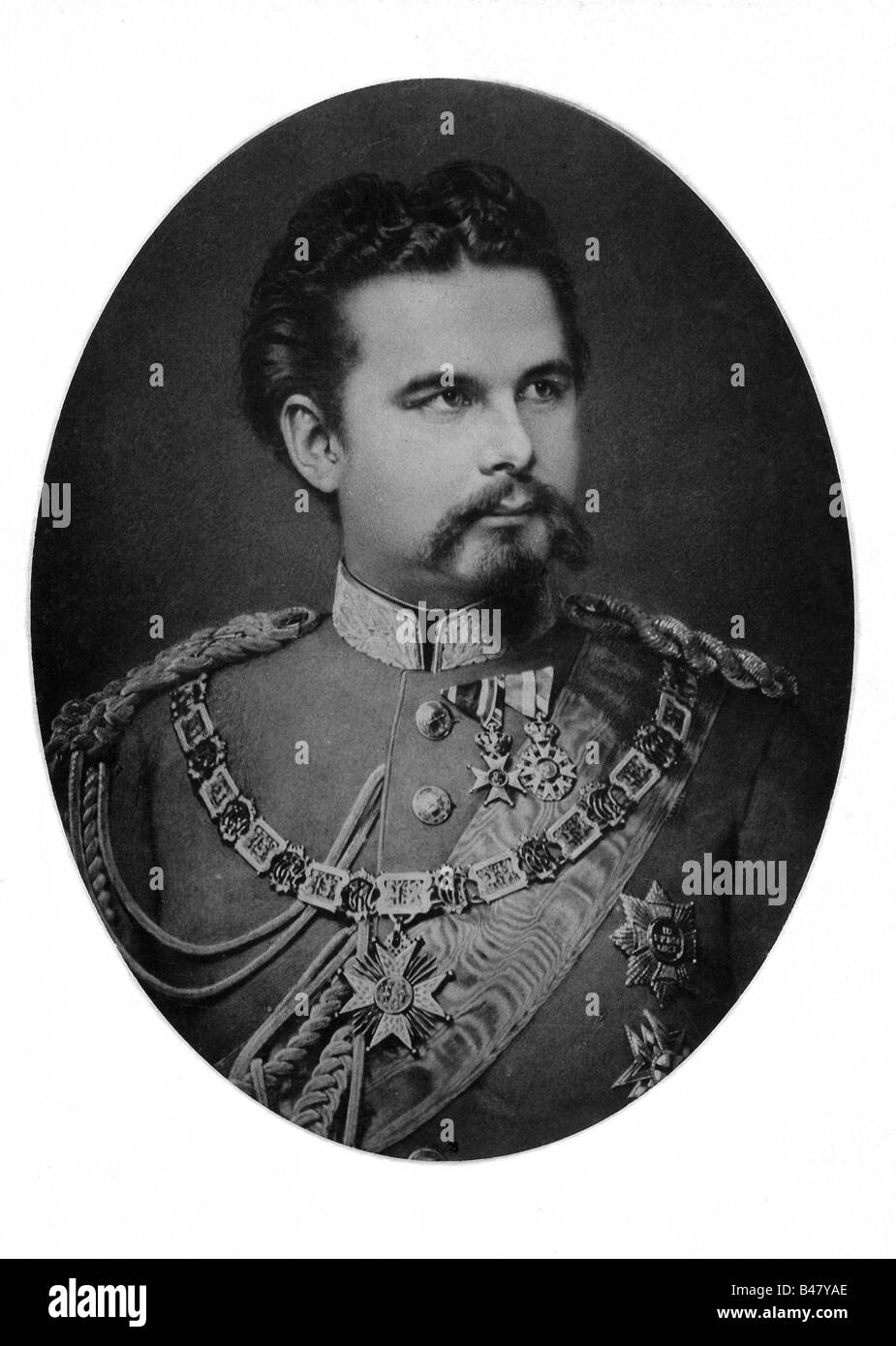 Louis II., 25.8.295 - 13.6.1886, König von Bayern 10.3.1864 - 13.6.1886, Porträt, Foto von Joseph Albert, München um 1880, Wittelsbach, Deutschland, 19. Jahrhundert, Ludwig, Stockfoto