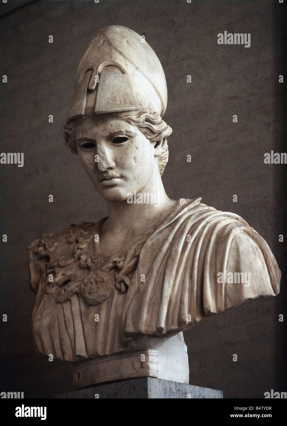 Athena, Pallas Athena, griechische Kriegsgöttin, Tochter des Zeus, Skulptur von Kresilas, ca. 40/420 v. Chr., Glyptothek München, Stockfoto