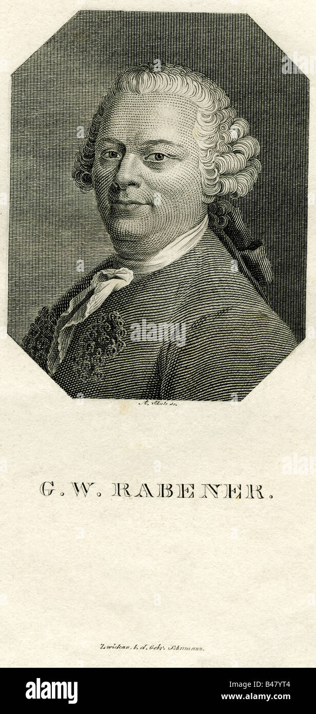 Rabener, Gottlieb Wilhelm, 17.9.1714 - 22.3.1771, deutscher Autor/Autorin, Porträt, Kupferstich von A. Schulze, 1820, Artist's Urheberrecht nicht gelöscht werden Stockfoto