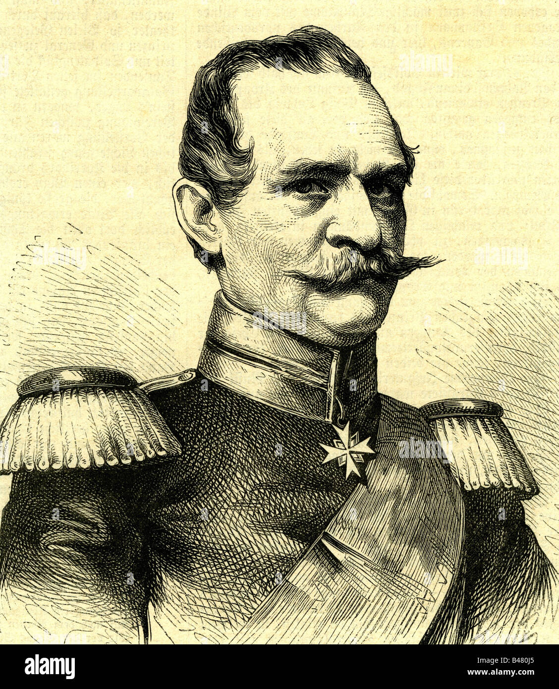 Roon, Albrecht, Theodor, graf von, 30.4.1803 - 23.2.1879, preussischer General, Kriegsminister, Porträt, Gravur, 1870, Stockfoto