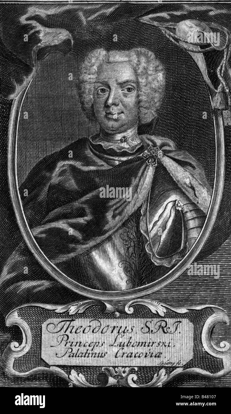 Lubomirski, Teodor, 1683-1745, polnischer Politiker, woiwode von Krakau, Porträt, Kupferstich von Sysang, circa 1720, Polen, 18. Jahrhundert, Artist's Urheberrecht nicht gelöscht werden Stockfoto