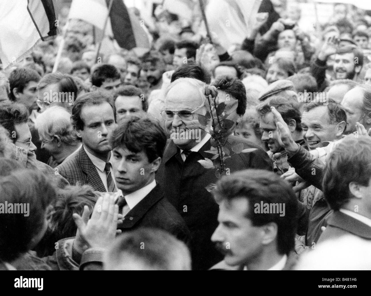 Kohl, Helmut, * 3.4.1930, deutscher Politiker (CDU), Kanzler von Deutschland 1982 - 1998, Besuch in Goerlitz, 26.9.1990, Stockfoto