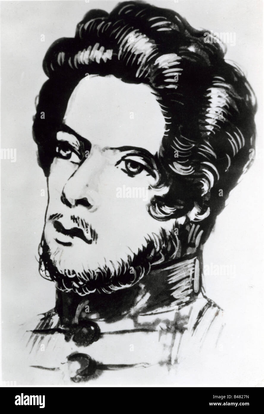 Marx, Karl, 5.5.186 - 14.3.1883, deutscher Philosoph, Porträt, als Student in Bonn, 1834, Zeichnung, 19. Jahrhundert, Stockfoto