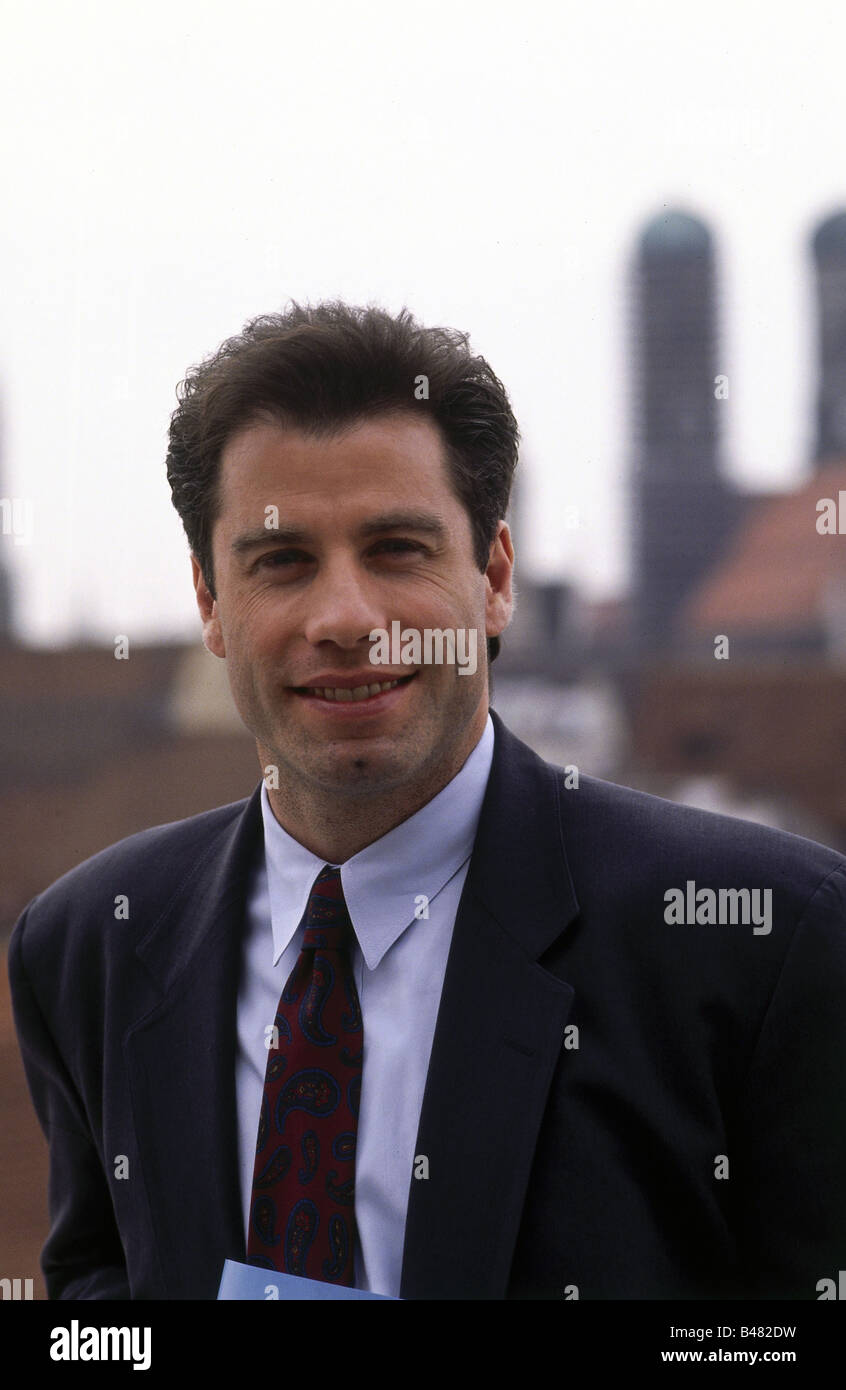Travolta, John, * 18.2.1954, US-amerikanischer Schauspieler, Porträt, auf Pressekonferenz, Filmpremiere "Look Who's Talking", Hotel Raffael, München, 1990, Stockfoto