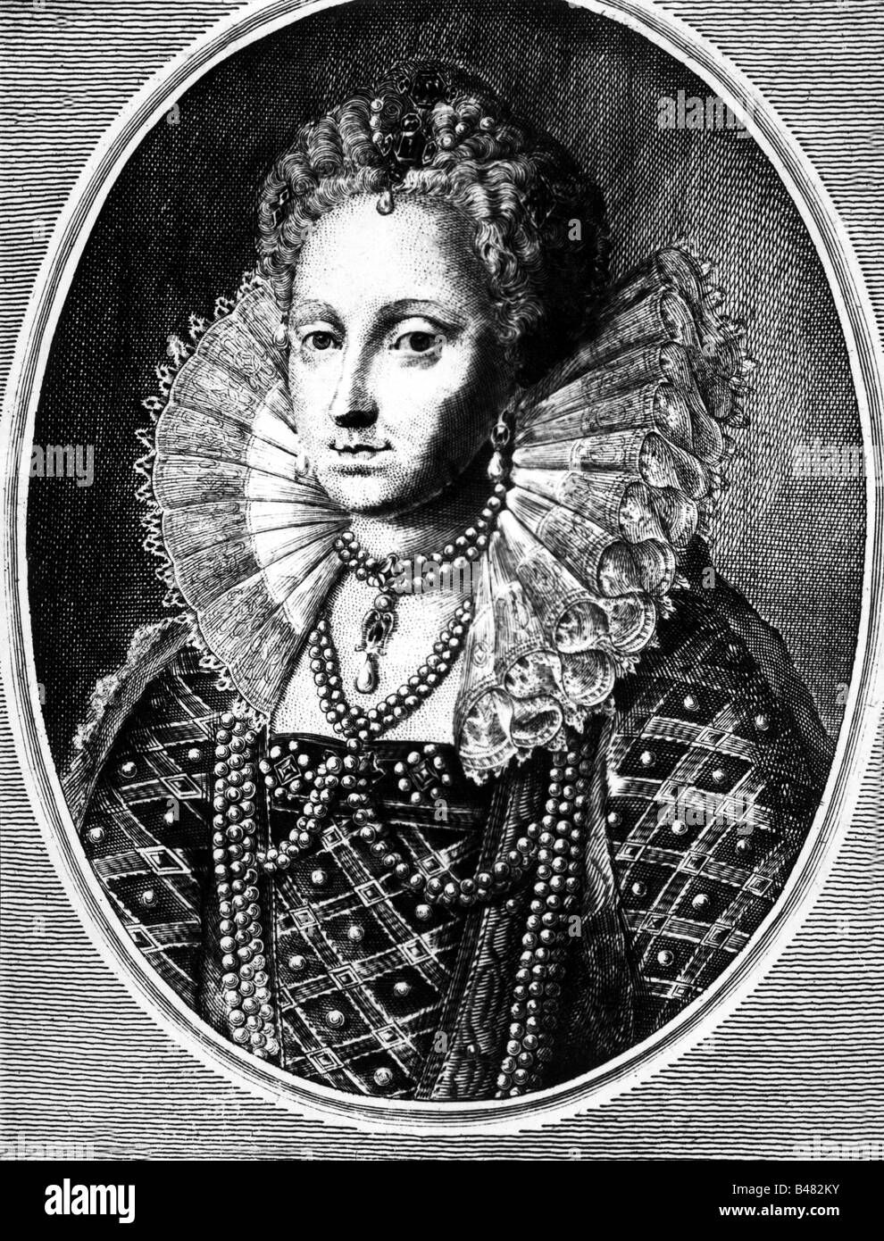 Elizabeth I, 7.9.1533 - 24.3.1603, Königin von England seit dem 17.11.1558, Porträt, Kupferstich, etwa aus dem 16. Jahrhundert, Artist's Urheberrecht nicht gelöscht werden Stockfoto