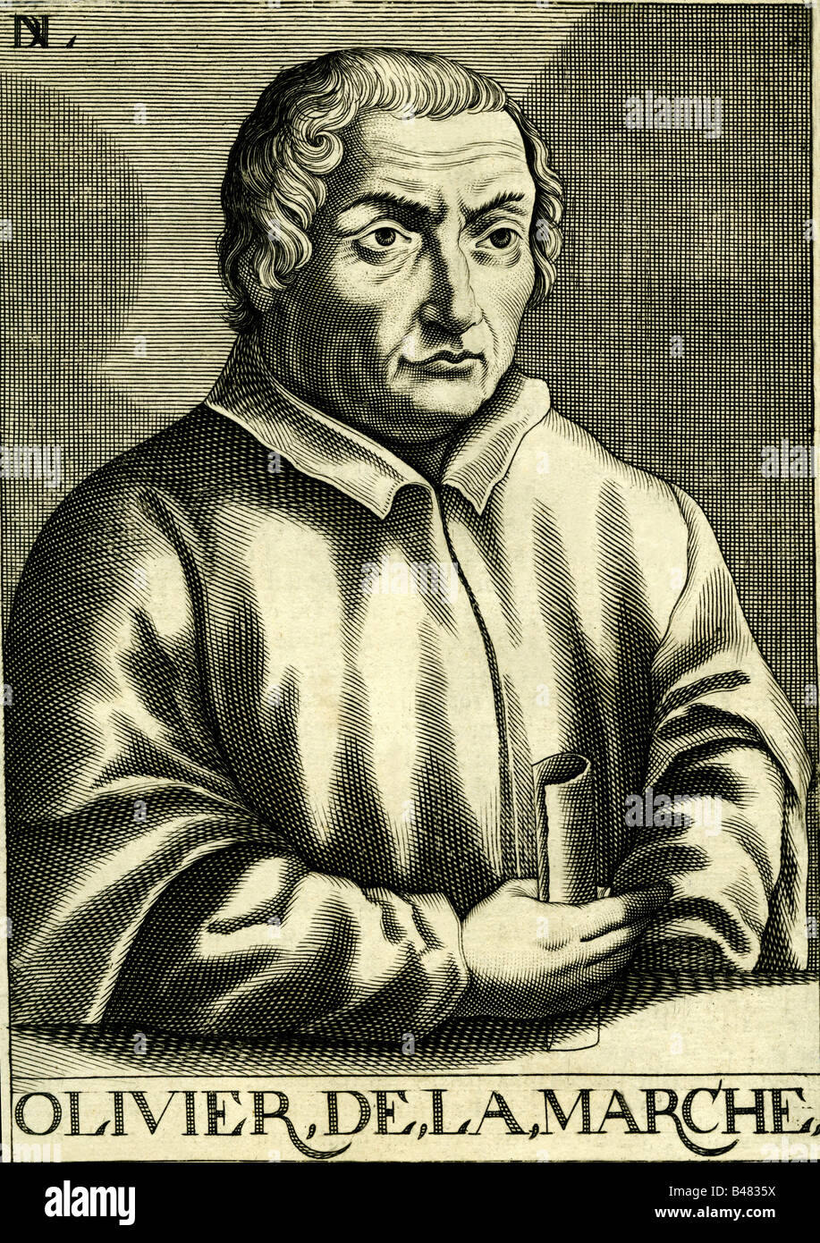 La Marche, Olivier de, 1.1.1425 - 1.2.1502, französischer Höfling und Autor/Autorin, halbe Länge, Gravieren, 17. Jahrhundert, Artist's Urheberrecht nicht geklärt zu werden. Stockfoto