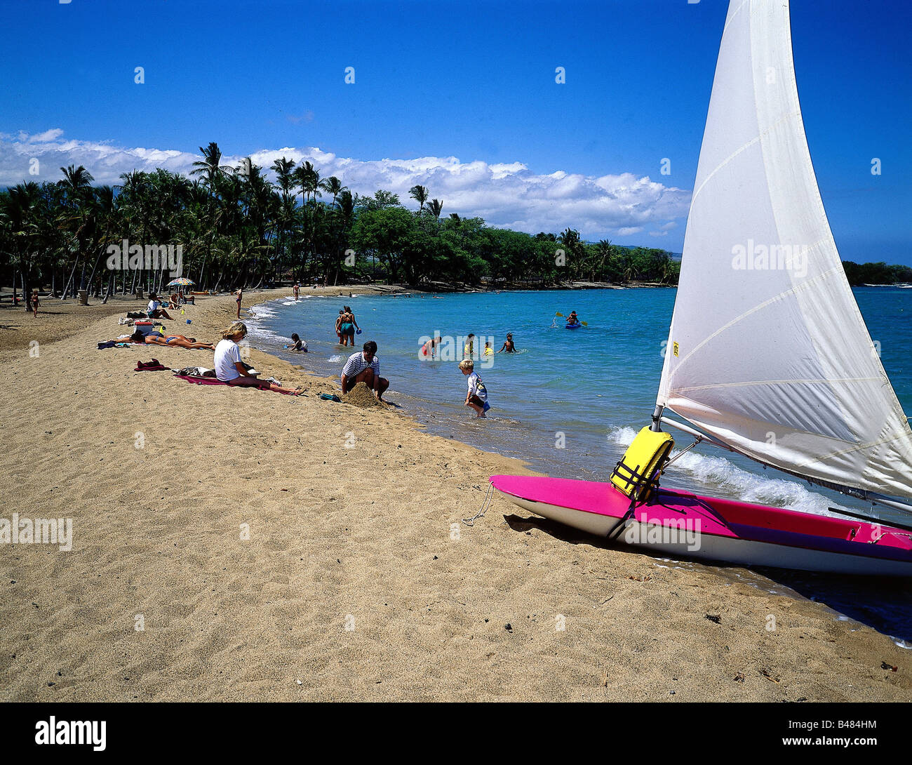 Geographie/Reise, USA, Hawaii, Insel Hawaii, (große Insel) Strand des Hotels The Royal Waikoloan, Touristen, Touristen, Urlaub, Touristen, Stockfoto