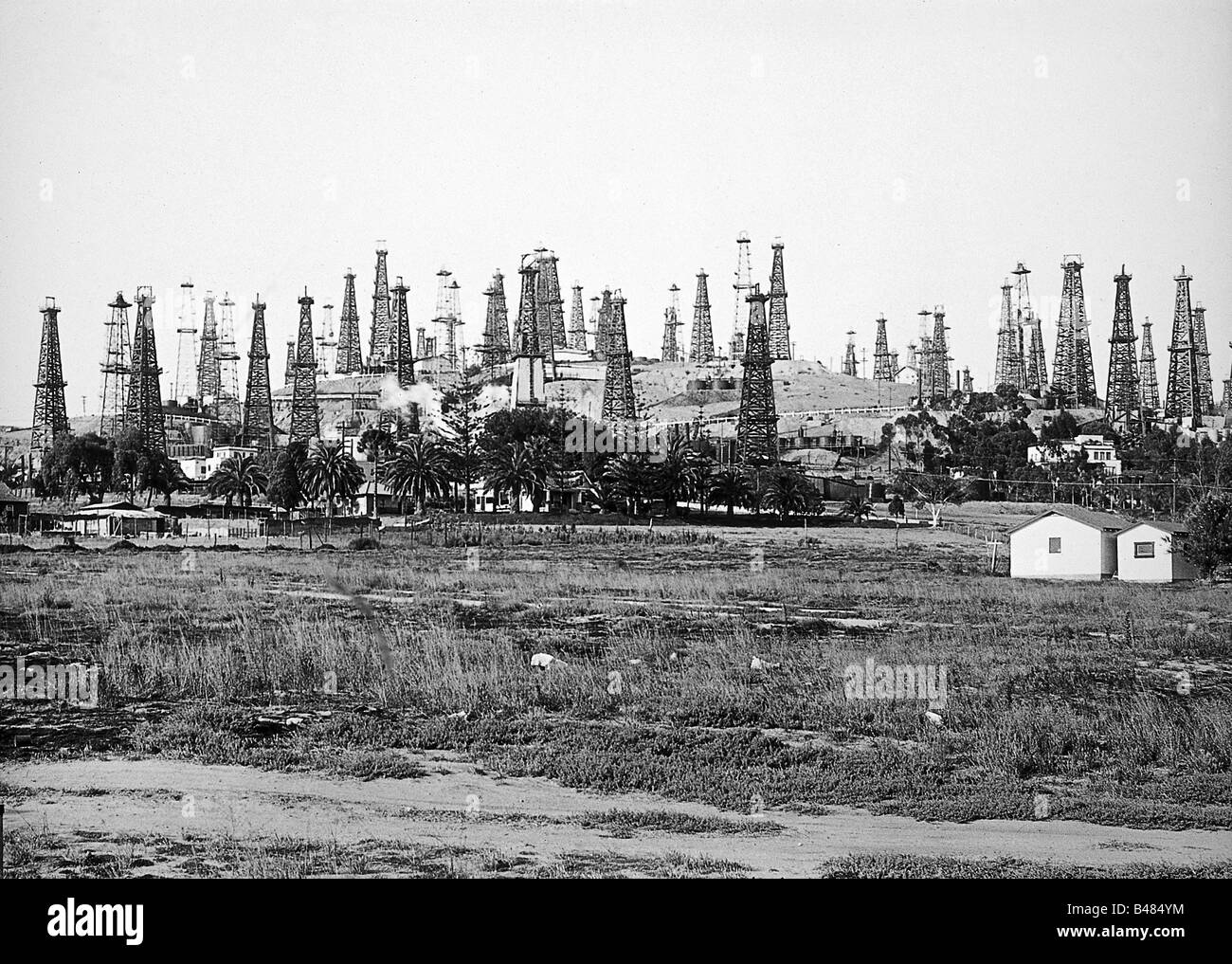 Energie, Öl, Bohrderricks in Long Beach, Kalifornien, USA, 1929, Stockfoto