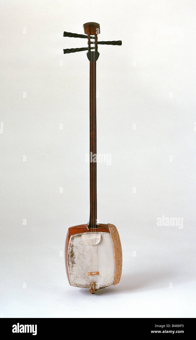 Musik, Instrumente, shamisen, Japanisches Musikinstrument, ca. 1900, Deutsches Museum München, Additional-Rights - Clearance-Info - Not-Available Stockfoto